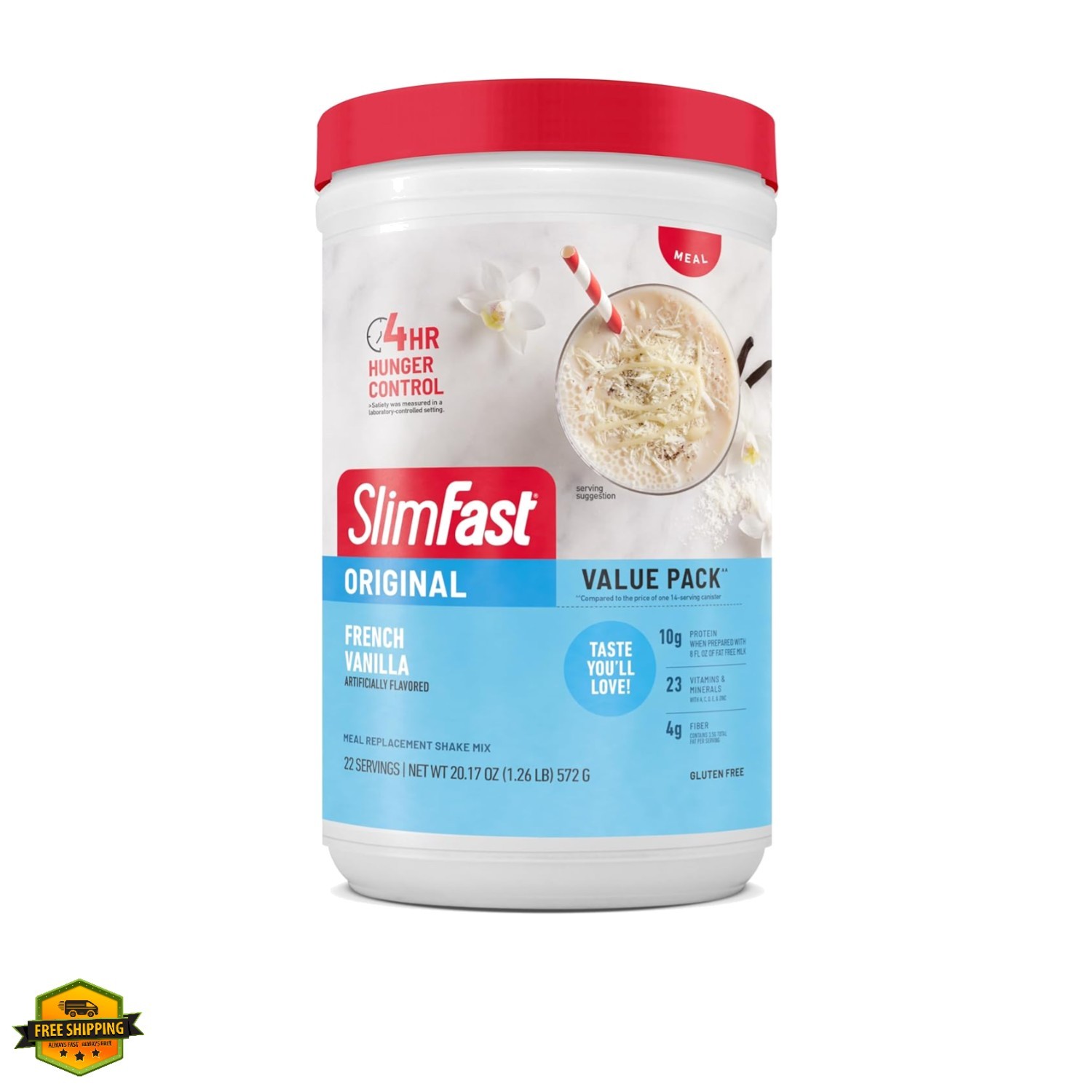 Meal Replacement Powder, French Vanilla, Weight Loss Shake Mix, 10g of Prote…
