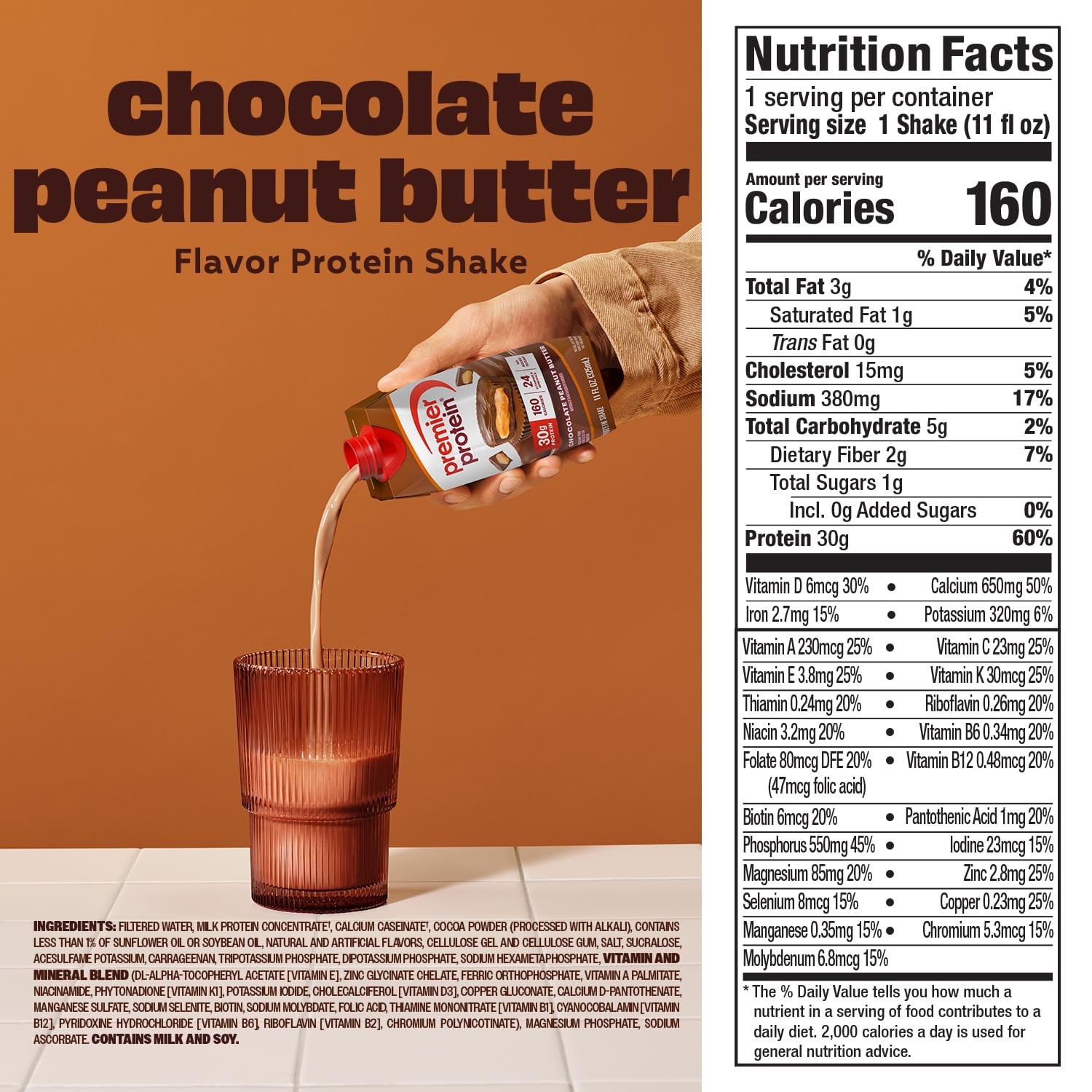 Premier Protein Shake, Chocolate Peanut Butter, 30g Protein, No Added Sugar, …