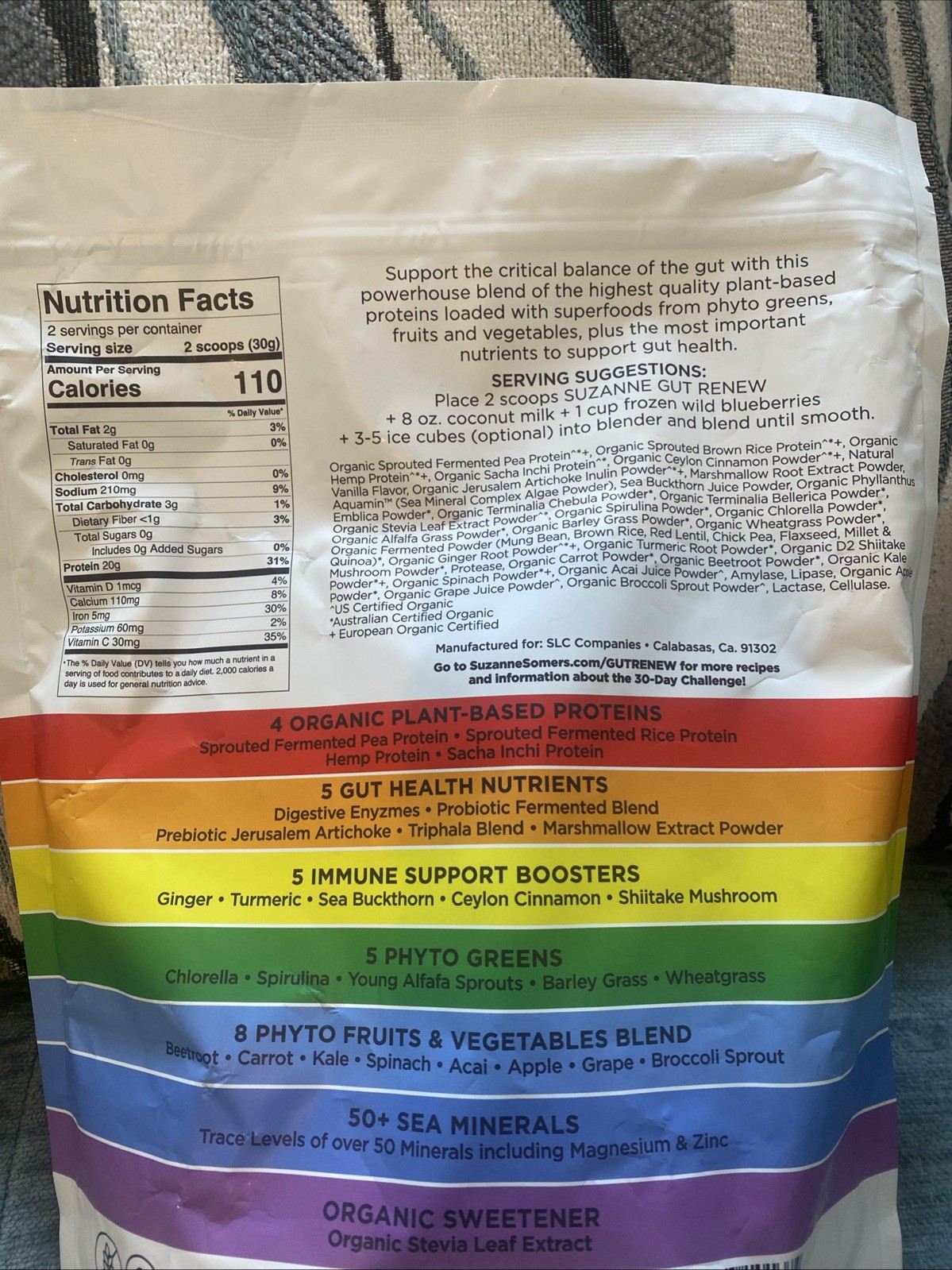 Suzanne GUT RENEW Superfood Formula 31.74 oz Gut Health Organic 30 Servings