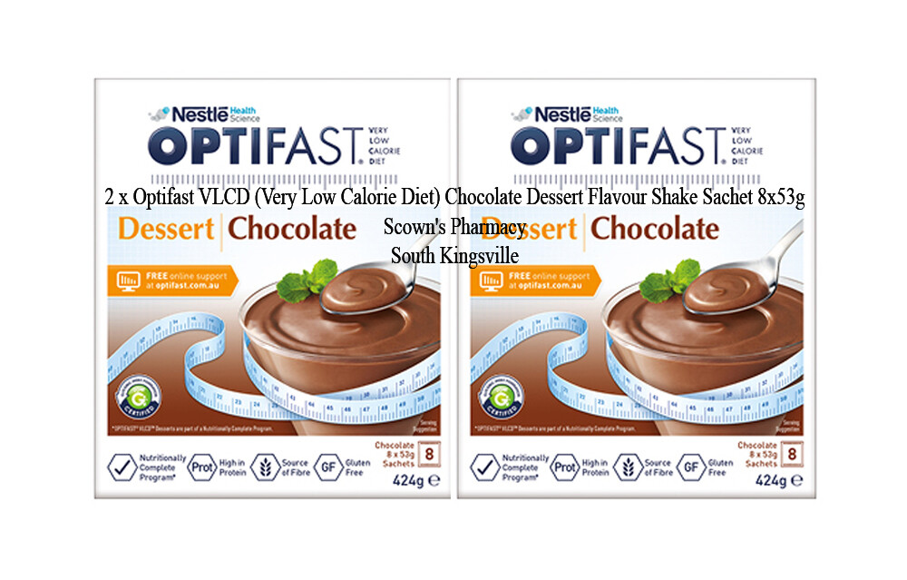 2 x Optifast VLCD Weight Loss Diet Chocolate Dessert Shake Sachet 8x53g = 16 Pcs