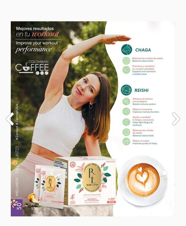 Zermat Be Slim Coffee With L-Carnitine, Reishi And Chaga …. 15 Sachets. Sealed