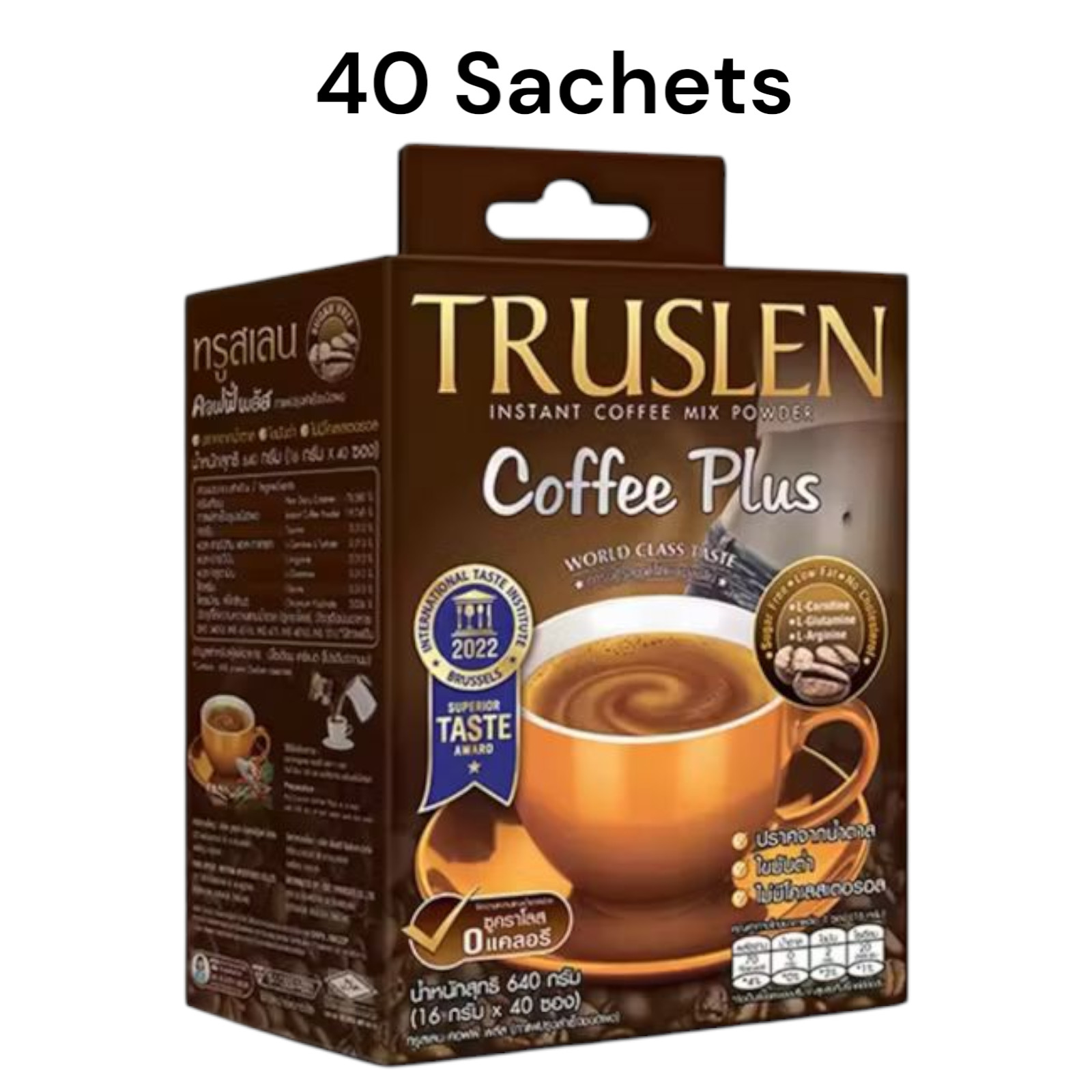 Truslen Coffee Plus 3 in 1 Sugar-Free, Low Fat, Healthy ,Slimmer 40 Sachets