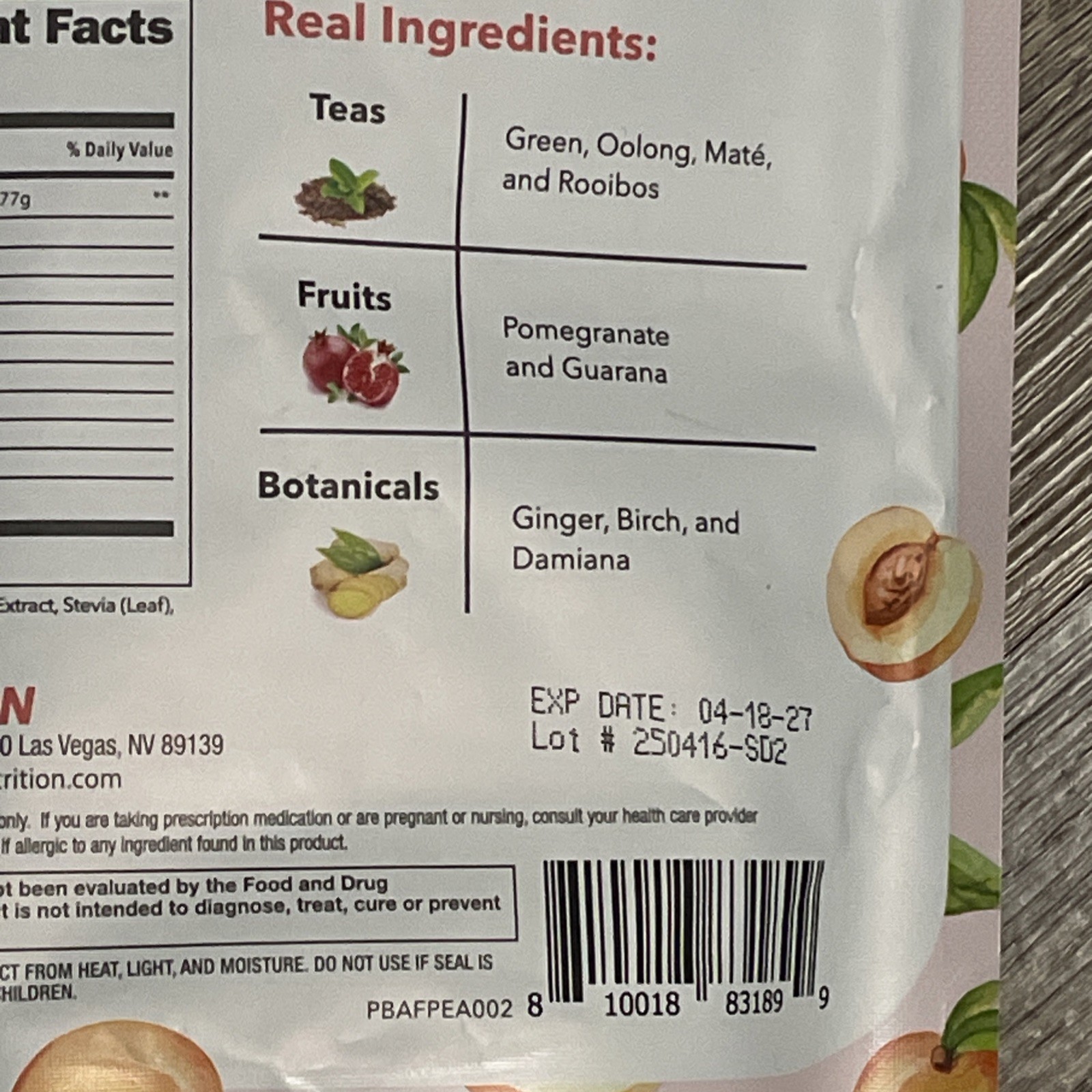 310 Nutrition Peach Tea 28 Count Sachets Exp 4/2027