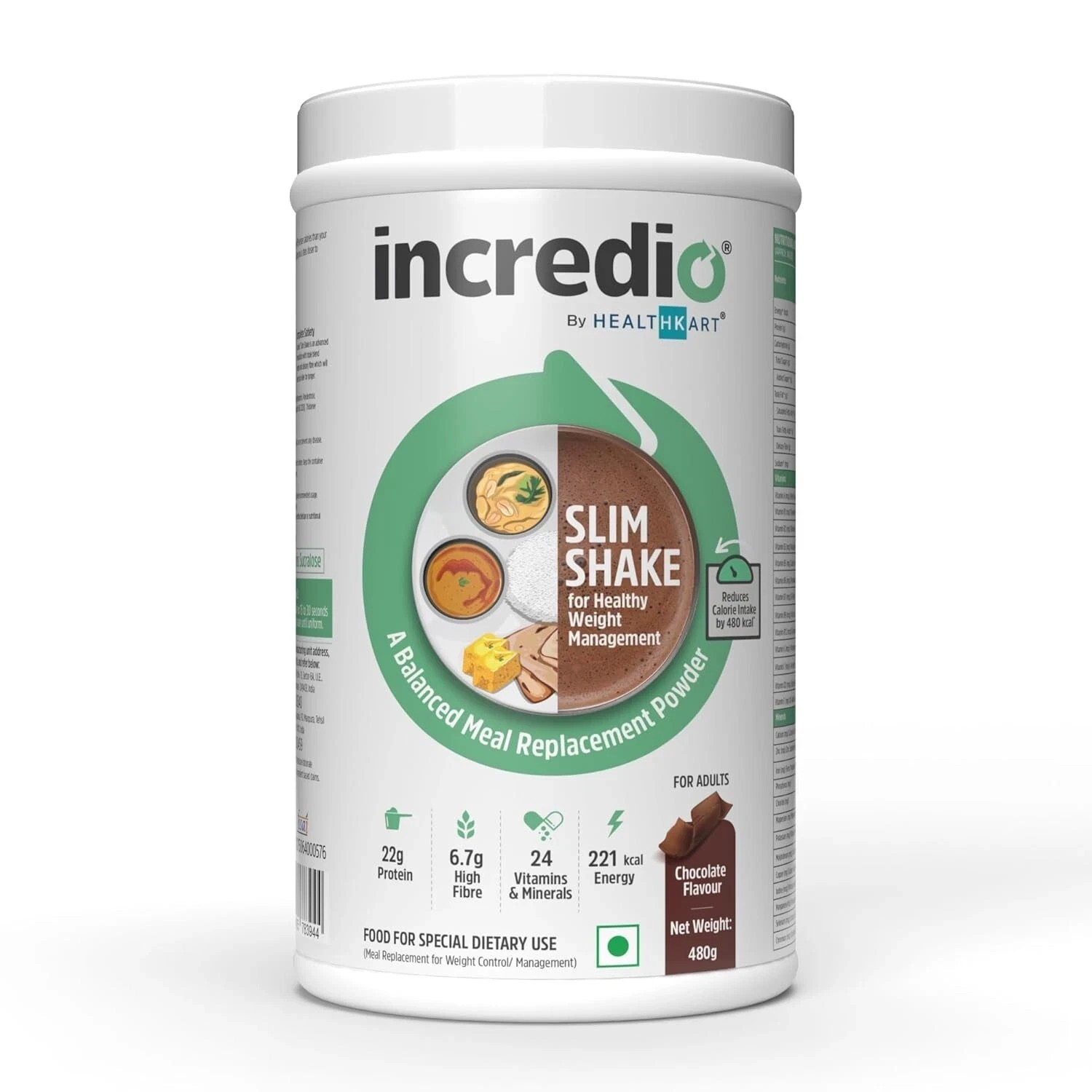 Incredio by Healthkart Slim Shake Weight Management, Chocolate 480g