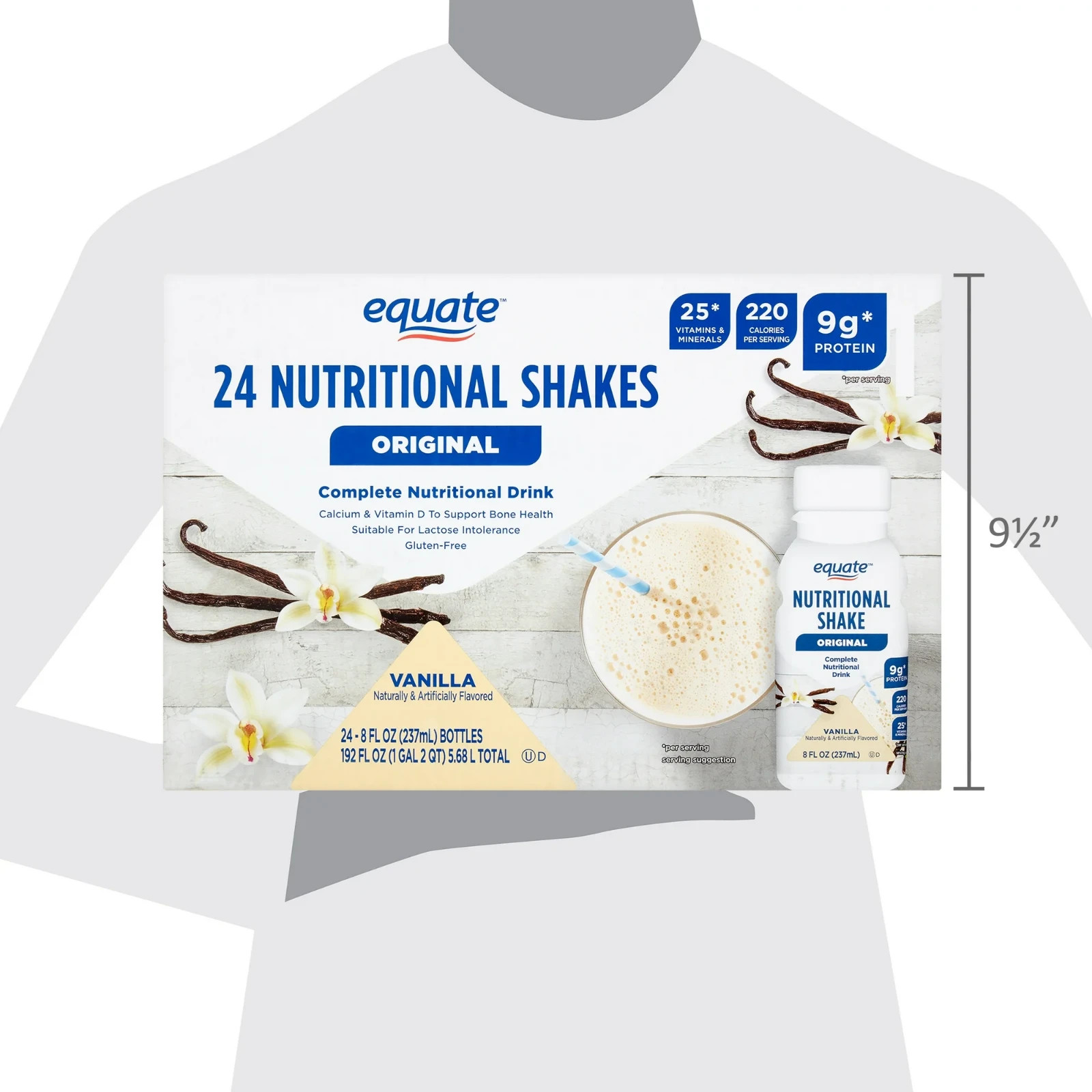 Equate Original Meal Replacement Shake Vanilla 8 fl oz Bottles 24 Ct