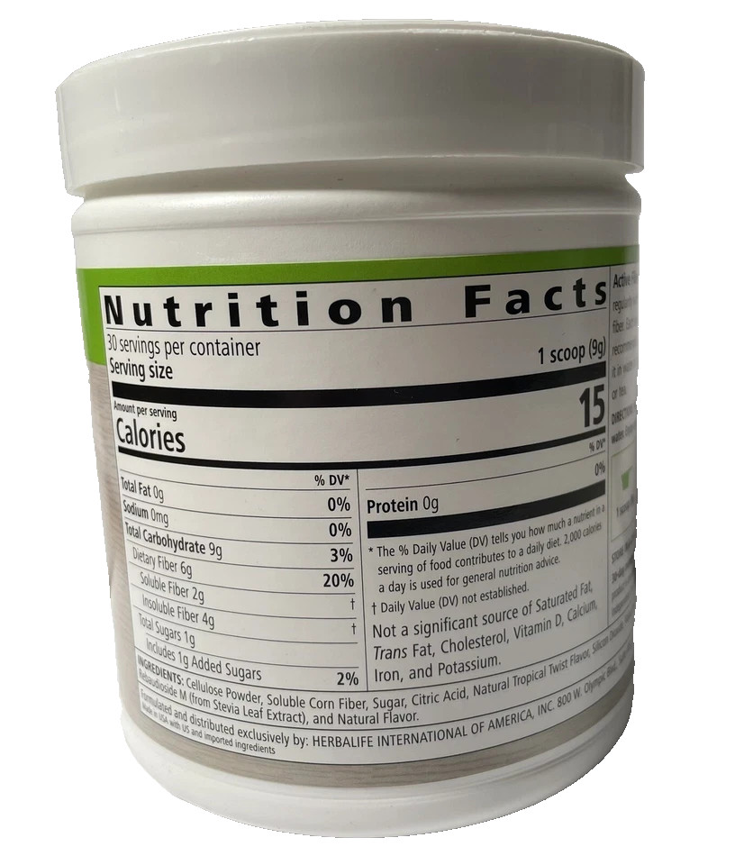 Herbalife Active Fiber Complex Tropical Twist 9.5 oz Excellent Source Of Soluble