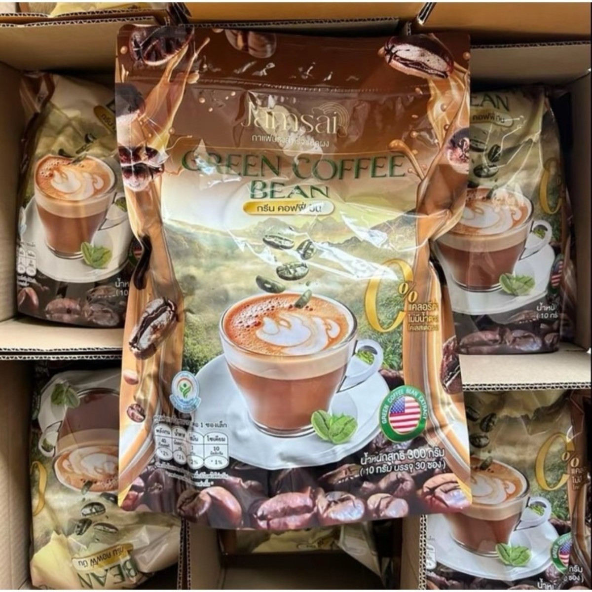 Jamsai Thai Green Coffee Longan Flavor Herbal Diet Drink 10 Sachets x 1