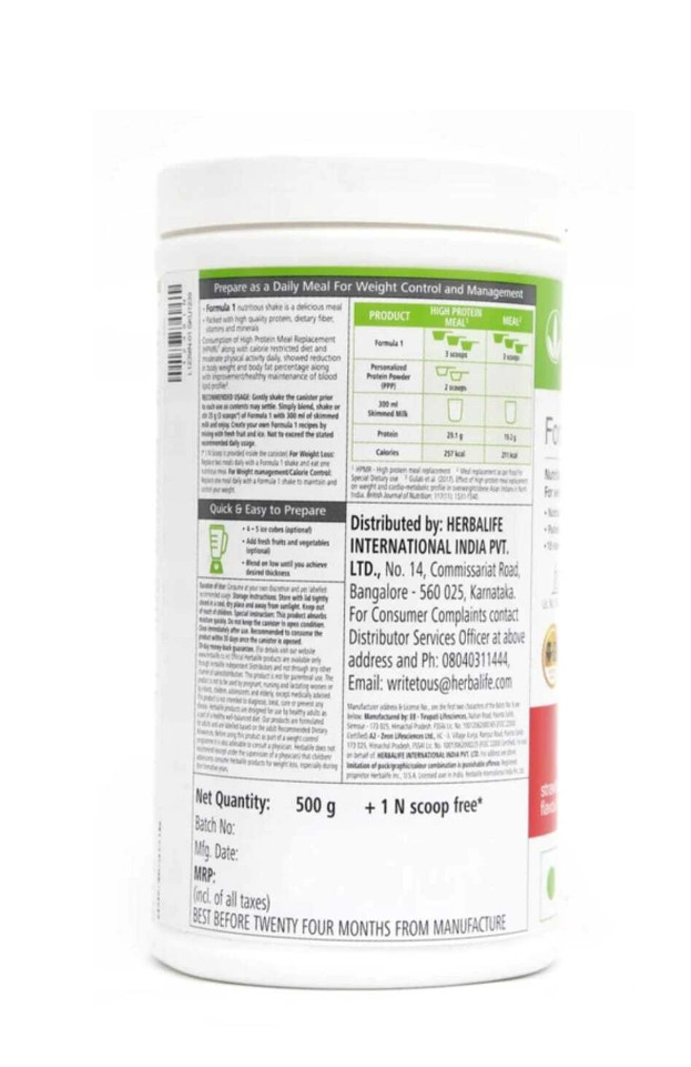 HERBALIFE FORMULA 1 STRAWBERRY SHAKE 500GM