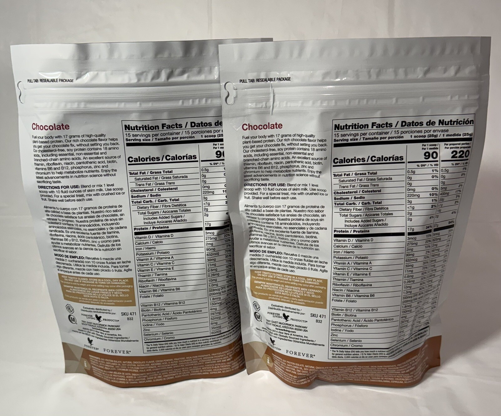2 PACK – Forever Lite Ultra CHOCOLATE SHAKE MIX with Aminotein FREE SHIP