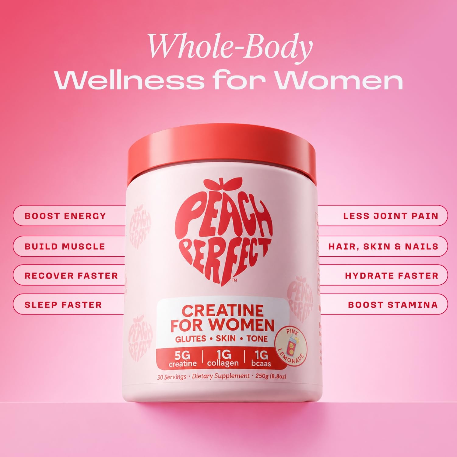 Peach Perfect Creatine for Women – Micronized 9.6 Ounce (Pack of 1), Pink