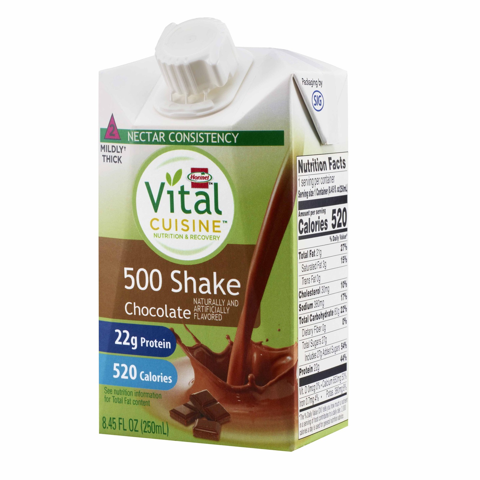 Hormel Vital Cuisine 500 Shakes Oral Supplement Chocolate 8.45 oz Carton 27 Ct