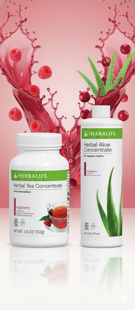 Herbalife Herbal Tea Concentrate Raspberry 3.6Oz & Cranberry Aloe Pint Ex5/27