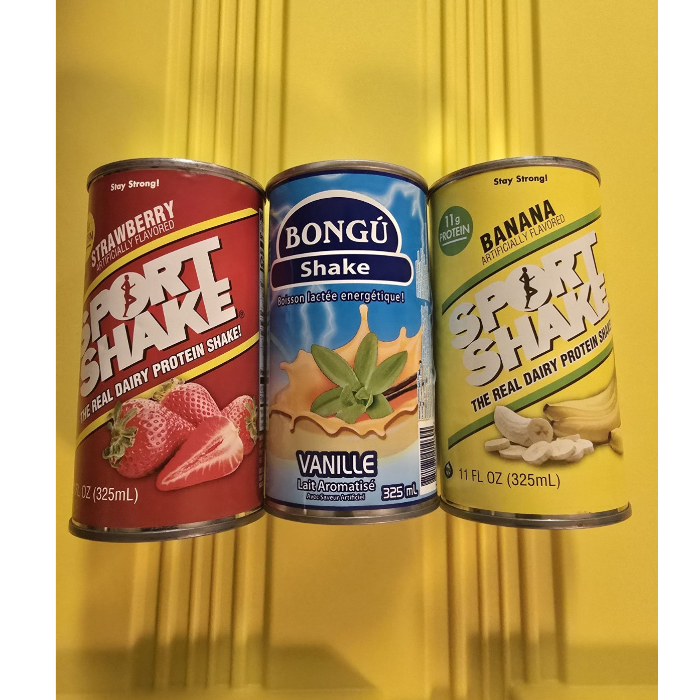 Sport Shake & Bongú Protein Shakes Strawberry, Vanilla, Banana 11 fl oz Variety