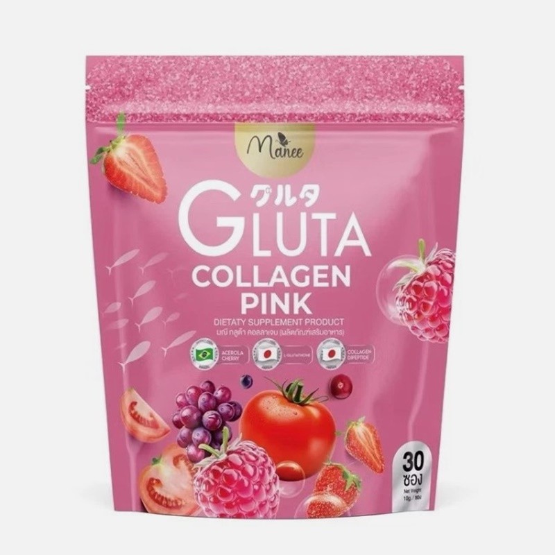 3 x 30 sachets Manee Gluta Collagen Pink Natural Mixed Fruits Extract Supplement