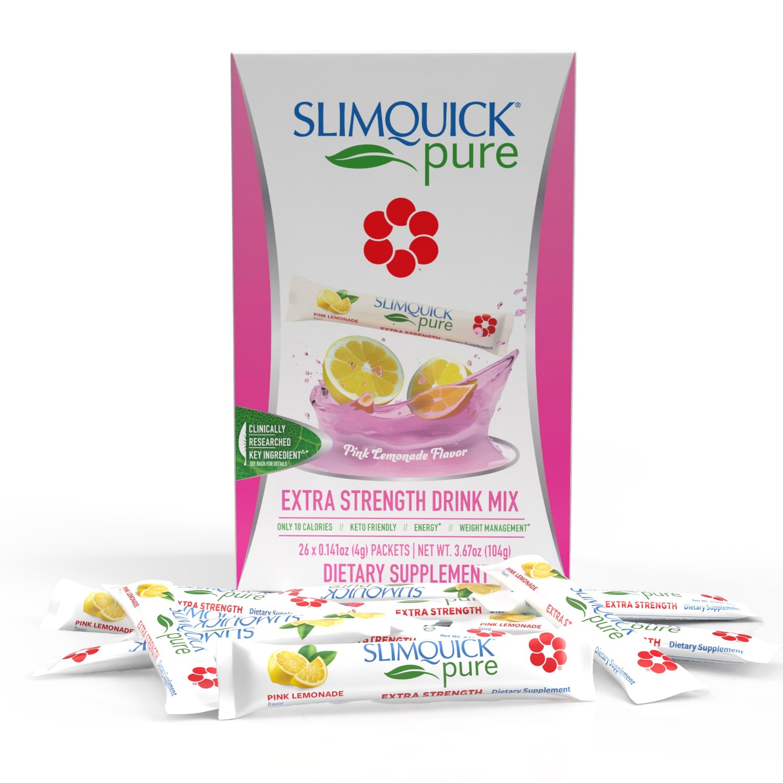 SlimQuick Pure 3X Extra Strength Drink Mix Packets, Metabolism & Weight Manag…