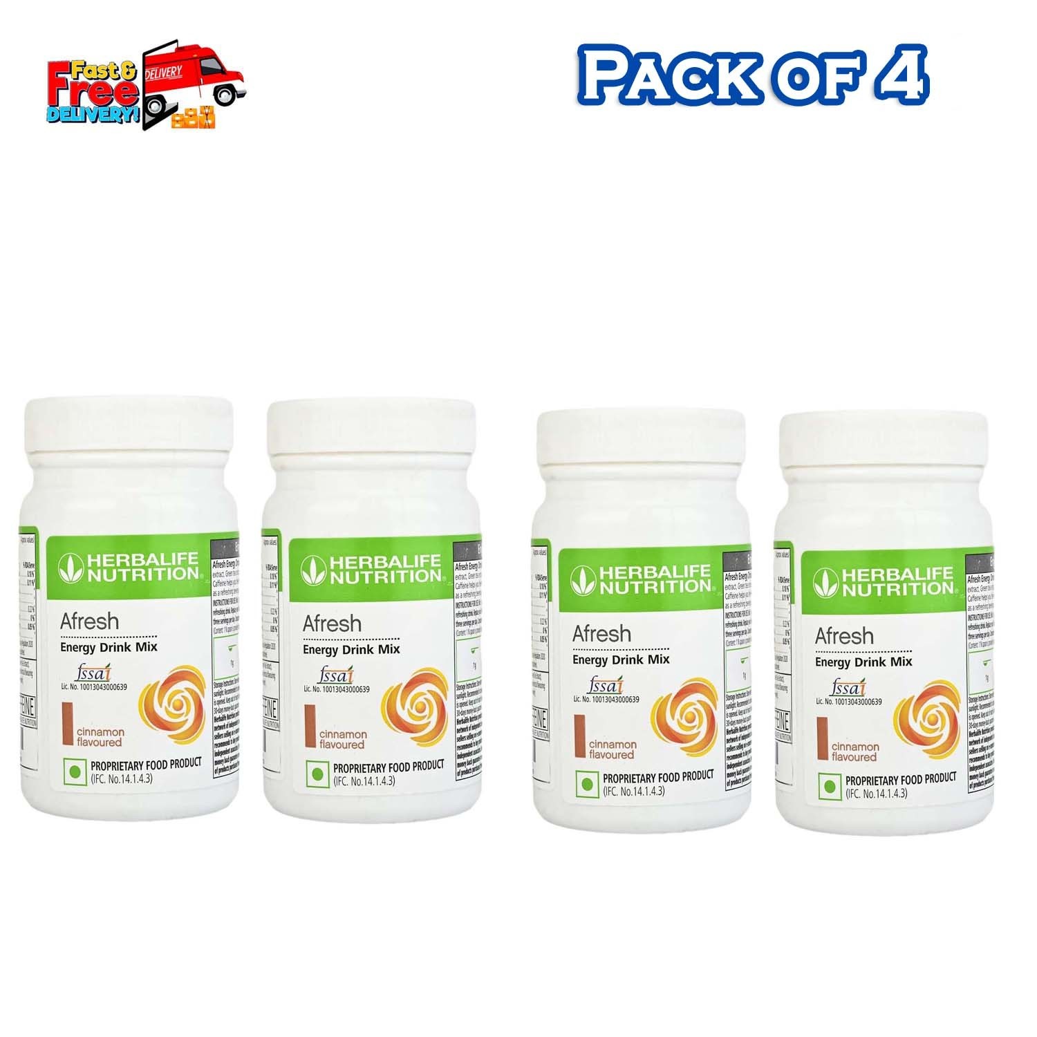 Herbalife Afresh Energy Drink Mix (Cinnamon) – 50g weight management Pack of 4