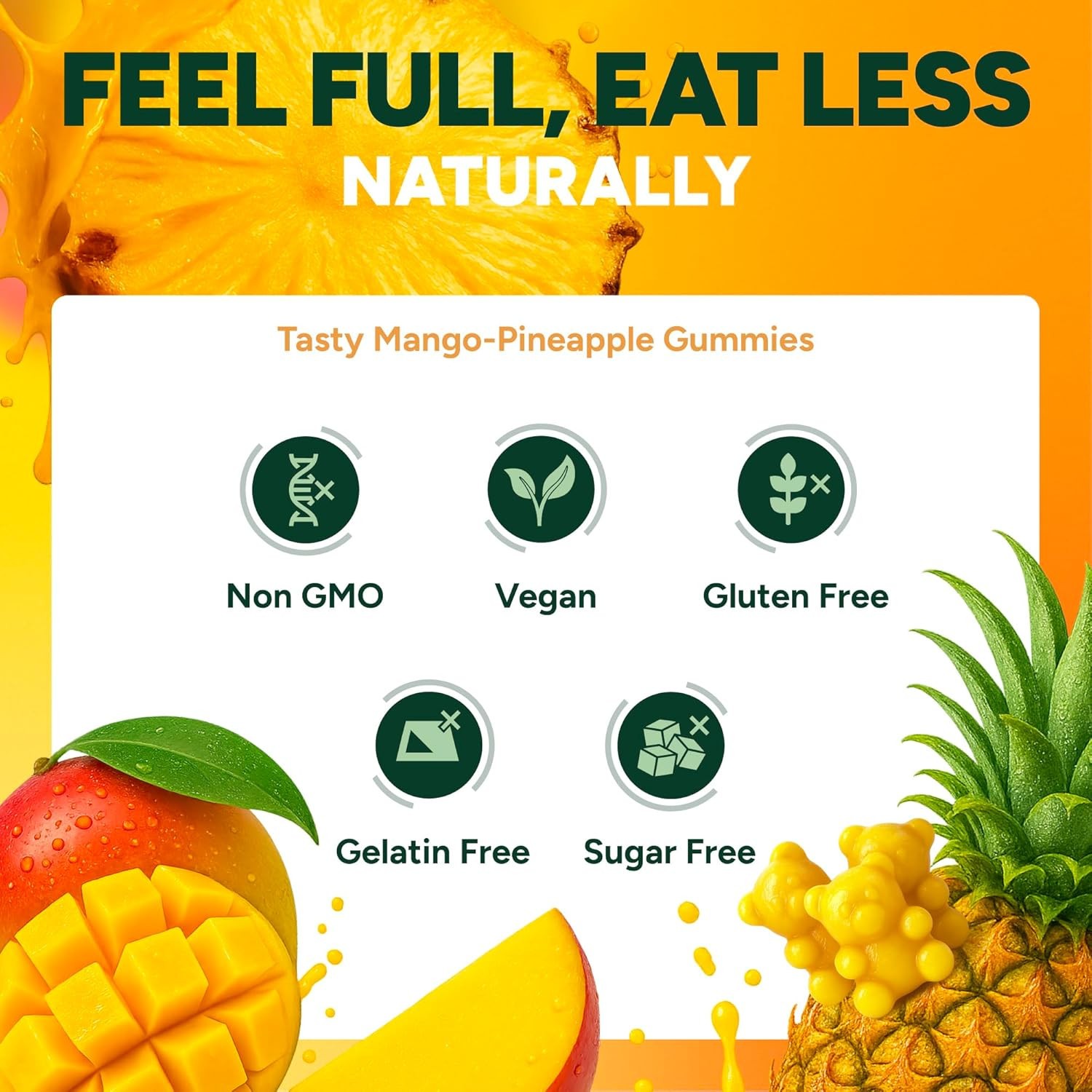 Gee El Pee 1 Sugar-Free Mango Pineapple Gummies with Berberine & Turmeric 60 ct