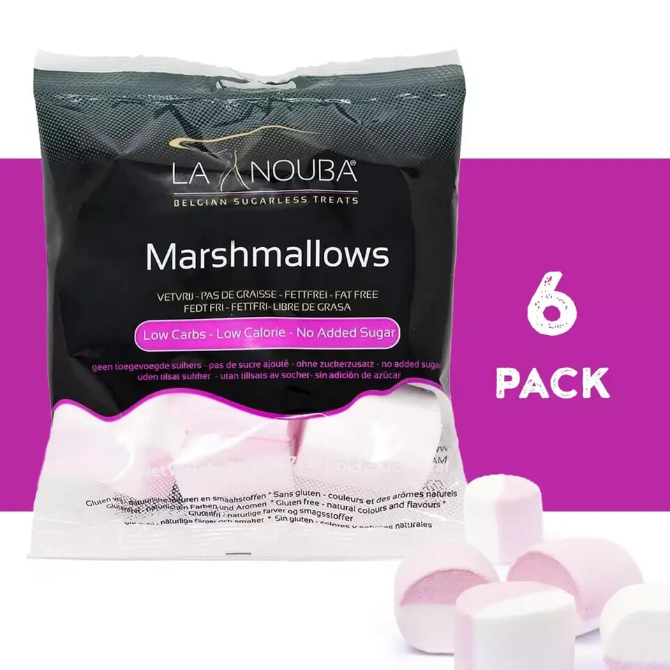 La Nouba Sugar-Free Marshmallows – 6 Bags – 2.7 Oz. – Low Calorie, Low Carb, Fat