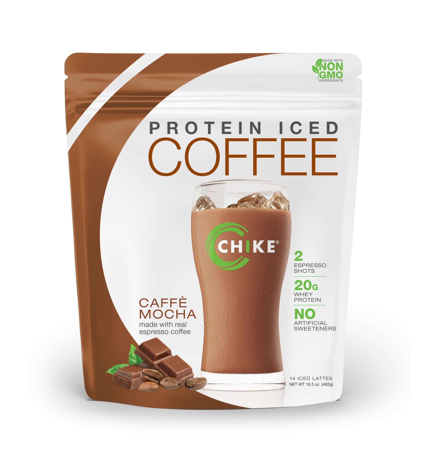CHIKE Natural Caffe Mocha High Protein Iced Coffee, 20 G Protein, 2 Shots Esp…