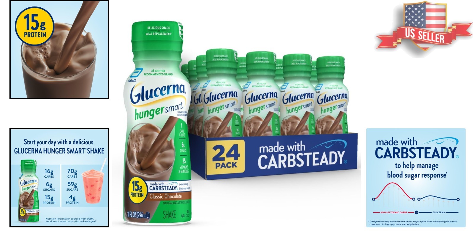 Diabetic Meal Replacement Shake – Hunger Smart Classic Chocolate, 180 Calories