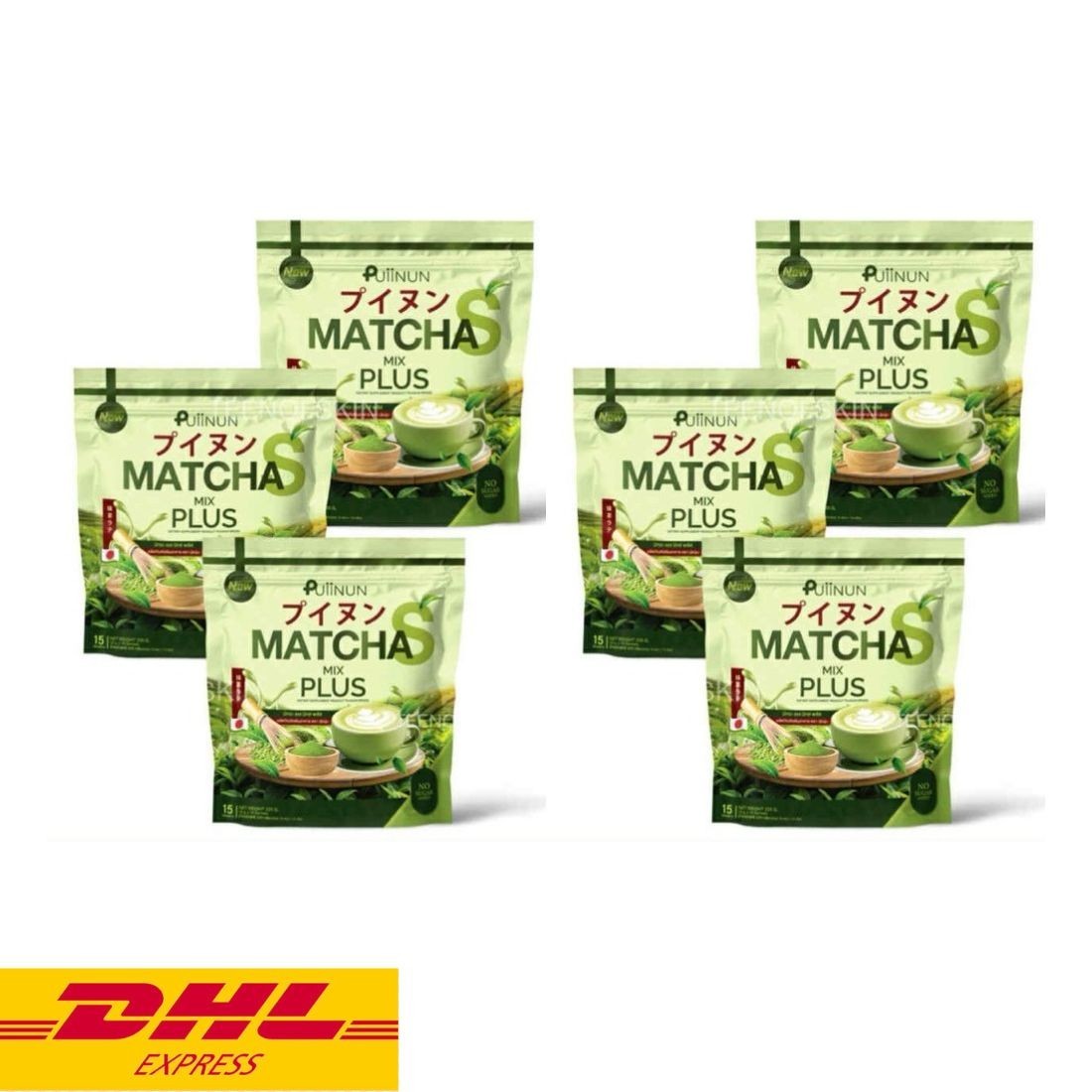 6x Puiinun Matcha Mix Plus Instant Powder Drink No Sugar Added Control Hunger