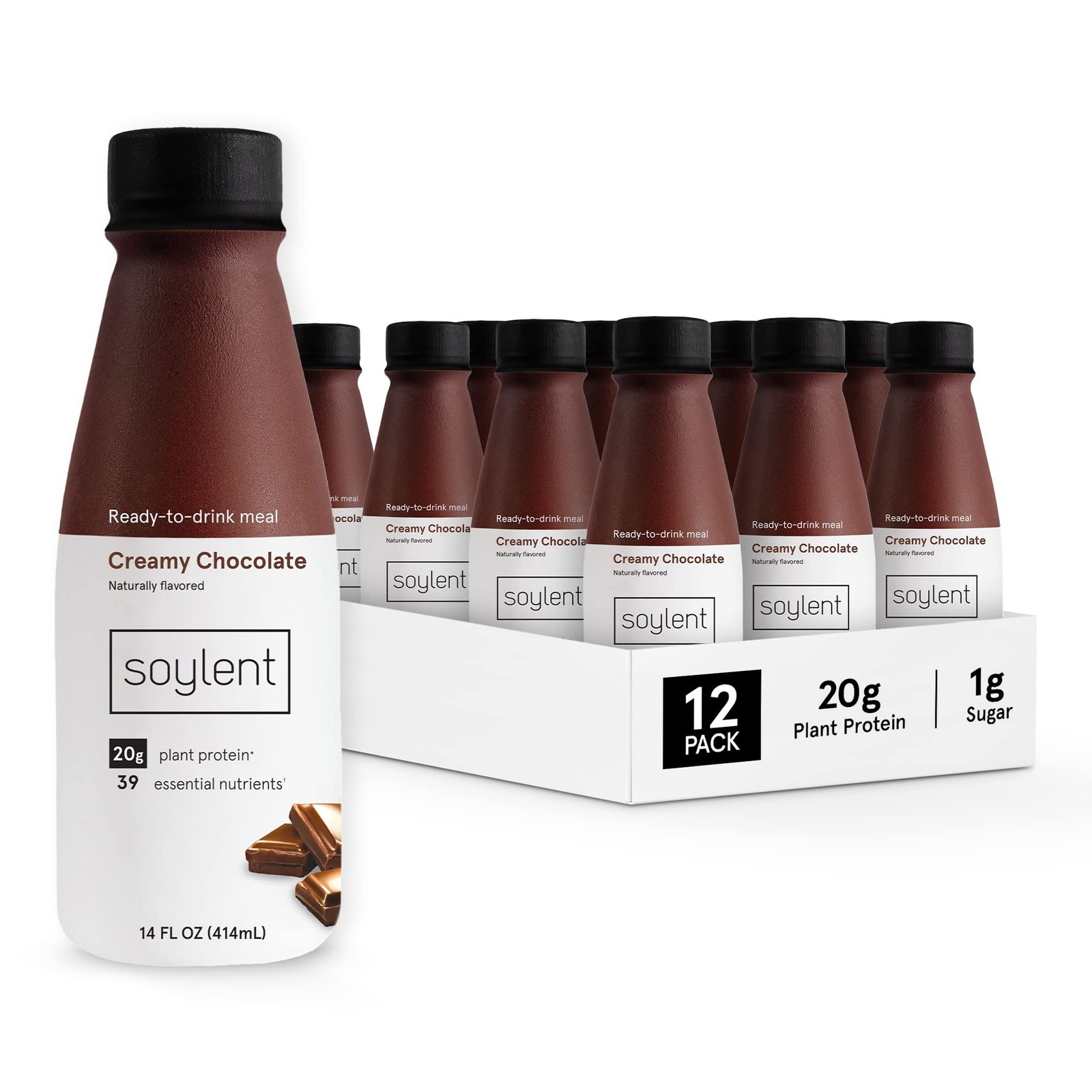 Creamy Chocolate Meal Replacement Shake, 20g Vegan Protein, 12 Pack
