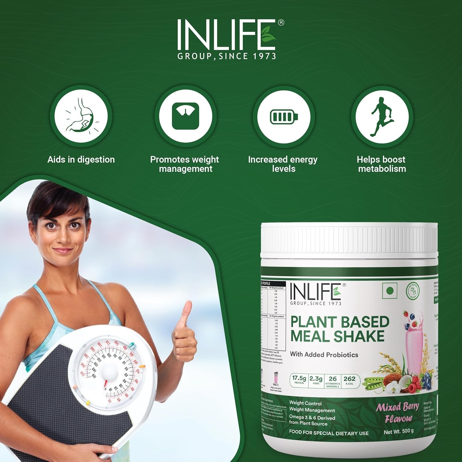 INLIFE Plant Based Meal Replacement Shake | 500g (Mixed Berry)