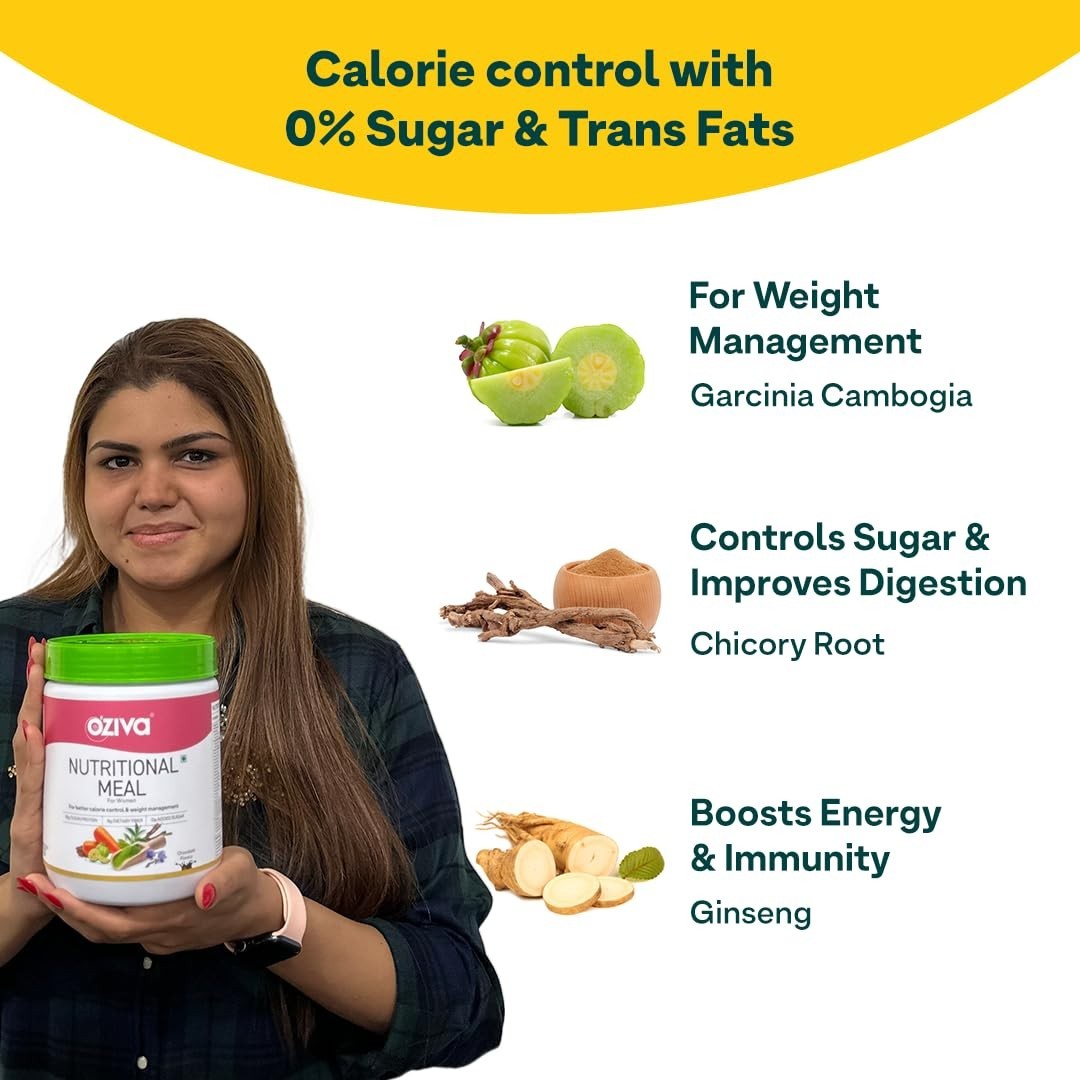 OZiva Nutritional Meal for Women | Meal Replacement Shake Chocolate (453gm)