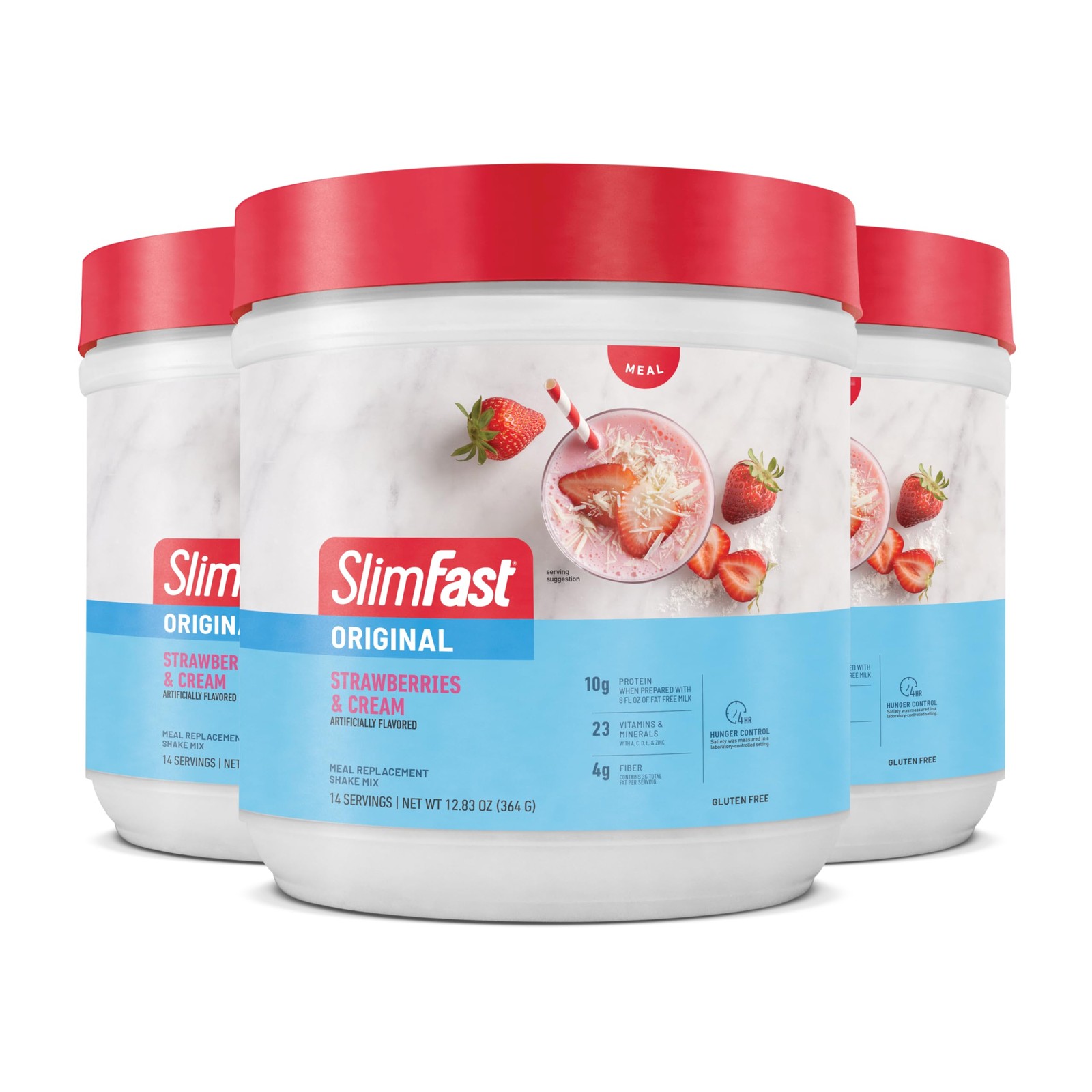 SlimFast Meal Replacement Powder, 12.83 Ounce (Pack of 3), Strawberry