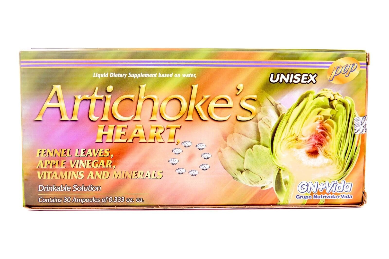30 AMPOLLETAS De Alcachofa Gn+Vida Artichoke Liquid Supplement 30 DAY FREE SHIP