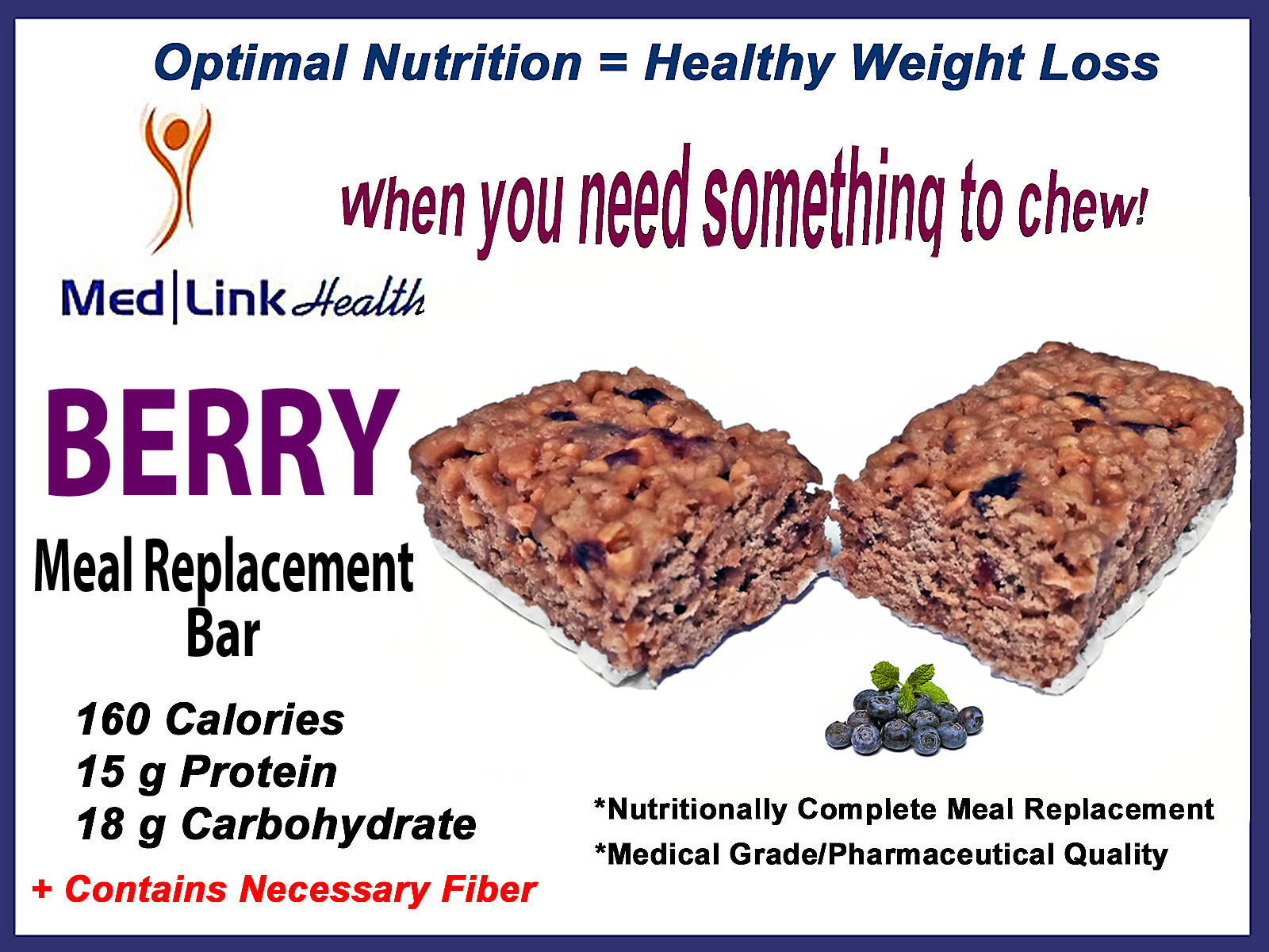 BERRY BAR Weight Loss Meal Replacement | 1 Case | SIMILAR TO Optifast® 800