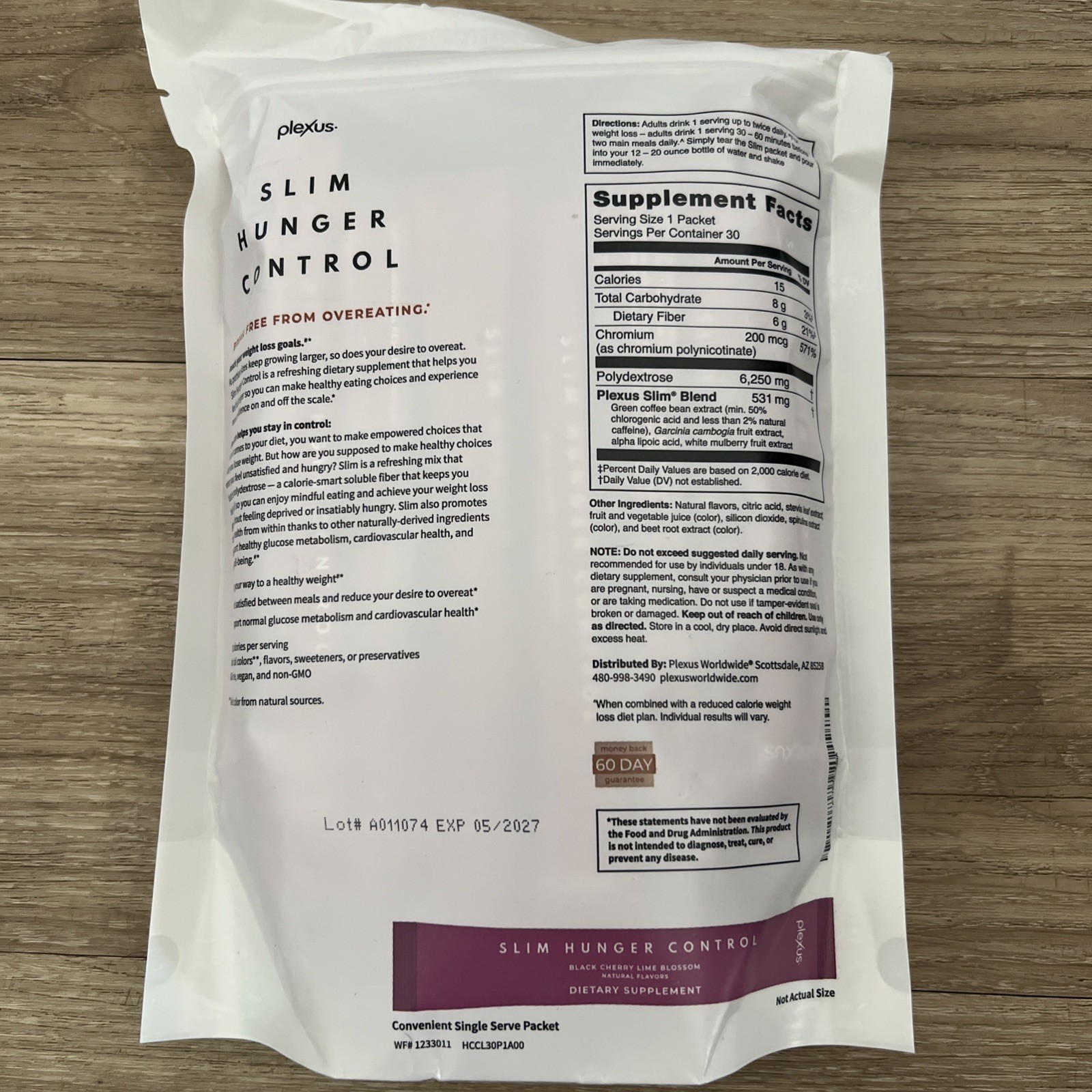 NEW Bag Plexus Slim Hunger Control Black Cherry Lime Blossom- 30 Sticks