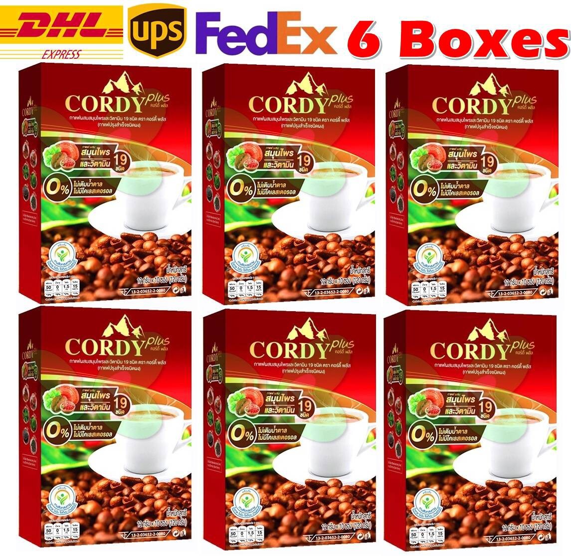 6 X Cordy Plus Coffee Instant Powder Mix Vitamins Cordyceps Ganoderma Ginseng