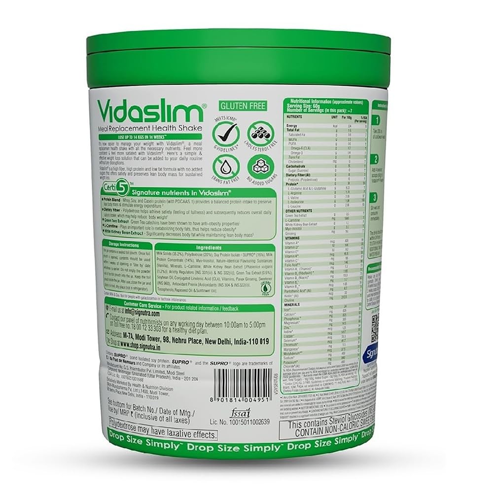 Vidaslim Replacement Shake 400g Vanilla|Protein L-Carnitine Green Tea Extract