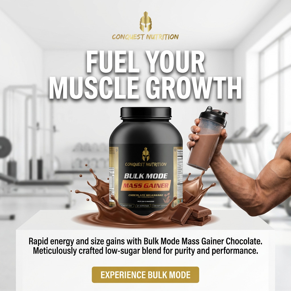 Conquest Bulk Mode Mass Gainer Chocolate Milk Low Sugar 6lb Weight Gain Protein