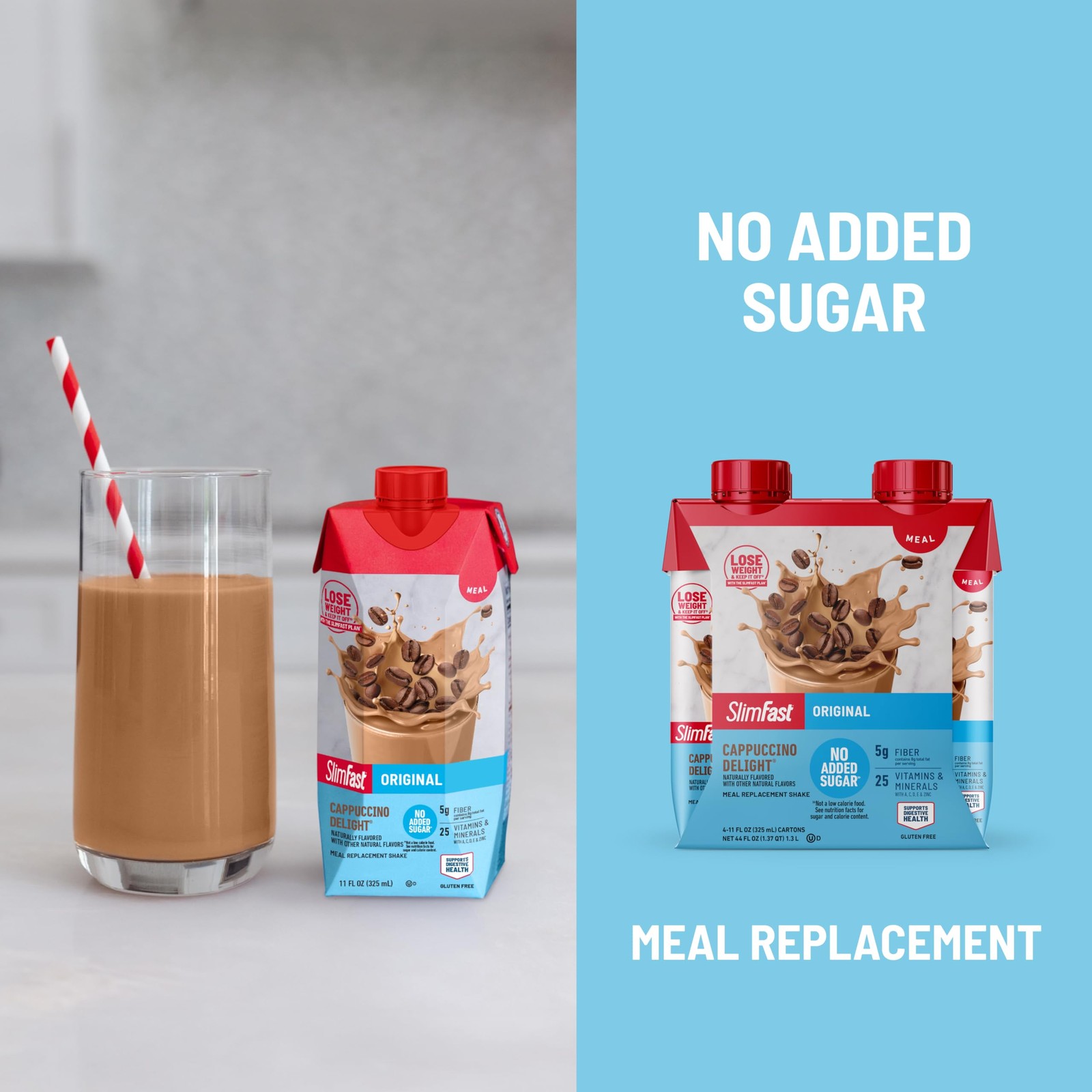 SlimFast Meal Replacement Shake, Original Cappuccino 12 Count (Pack of 1)