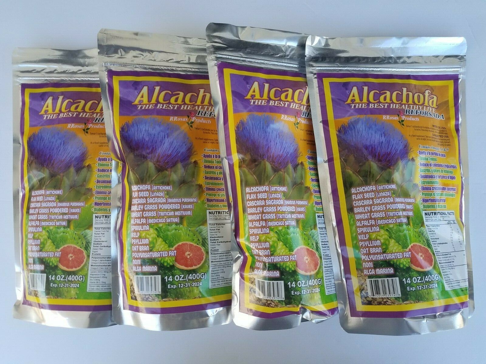 4 PACK ALCACHOFA THE BEST HEALTHY LIFE RROSAS REFORSADA 14 OZ EA 12/2024 NEW FRE