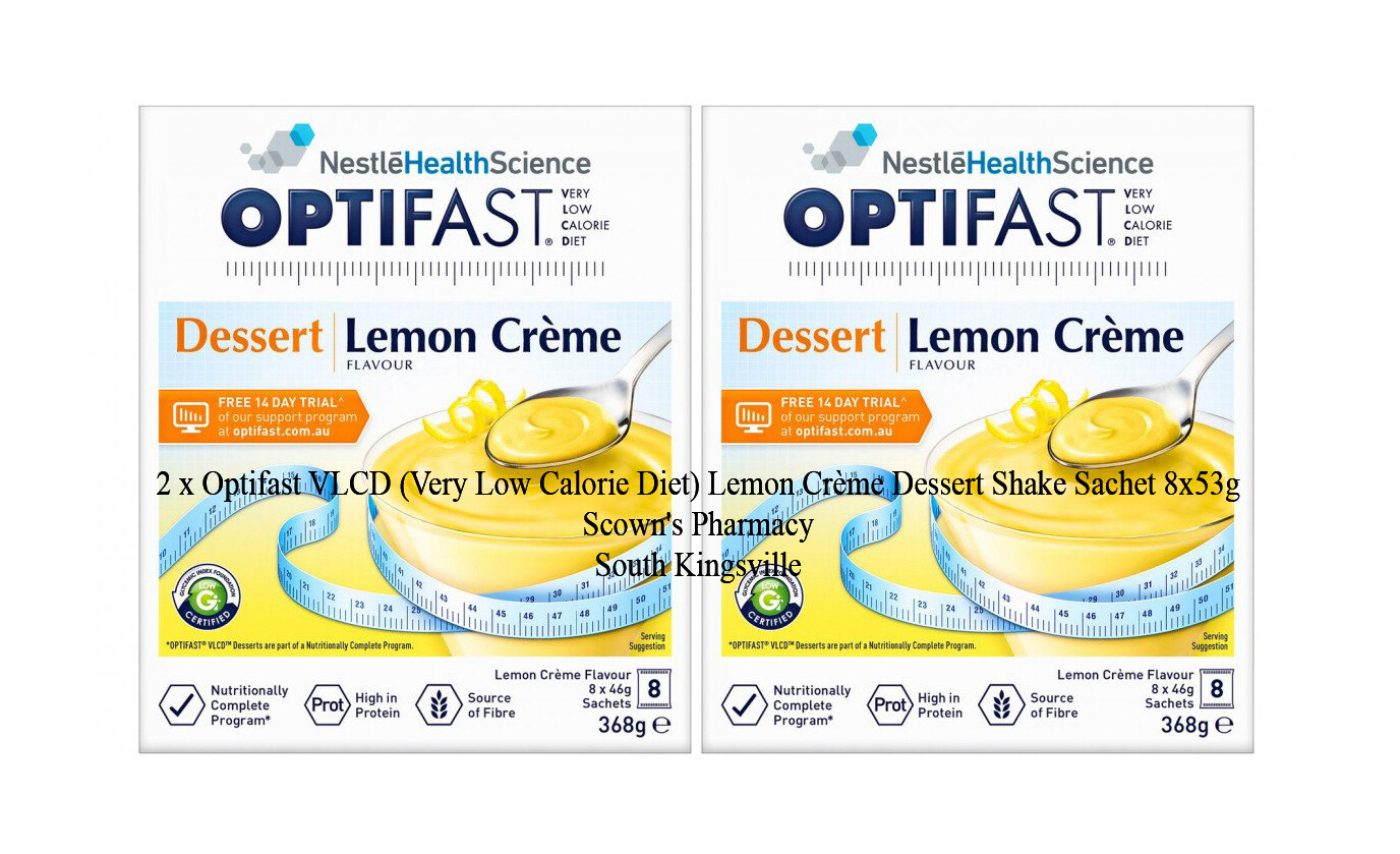 2 x Optifast VLCD Weight Loss Diet Lemon Crème Dessert Sachet 8x53g =16 Sachets