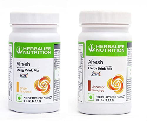 Pack of 2 Herbalife Afresh Energy Drink Mix Ginger & Cinnamon Flavor 50g Each
