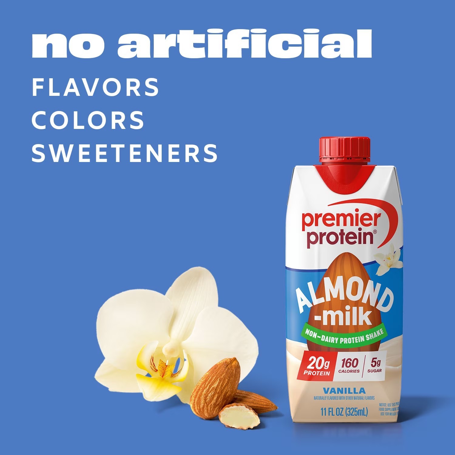 Premier Protein Almond Milk Shake, Vanilla, 20g Protein, 11 Fl Oz, 4 Ct.