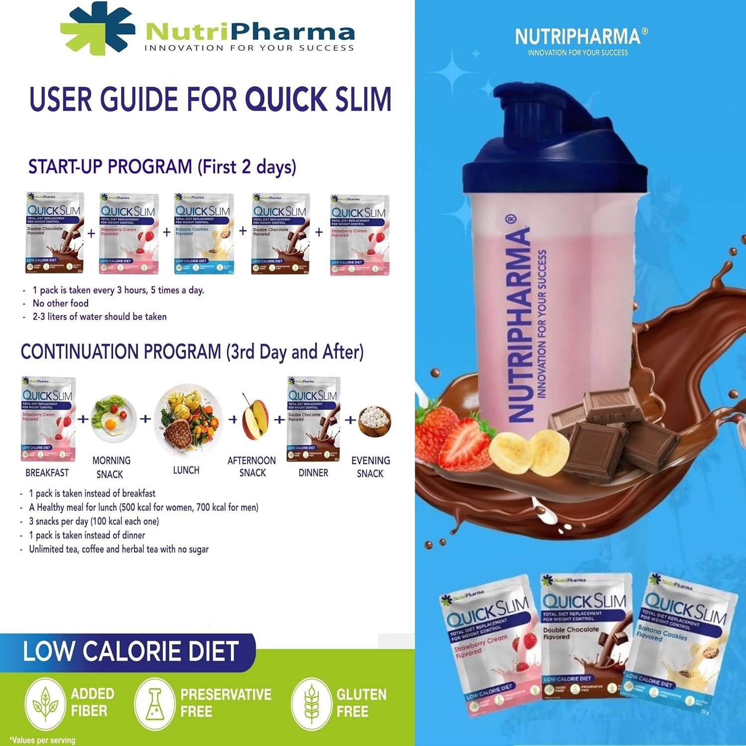 30 Servings Quick Slim Shake – Delicious Weight Loss Shake with Vitamins & Fiber