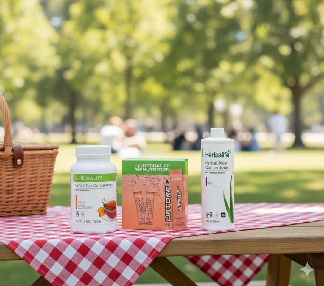 Herbalife Peach Tea 3.6 oz +Grape Aloe Pint+30 Tropical Force Liftoff Sticks