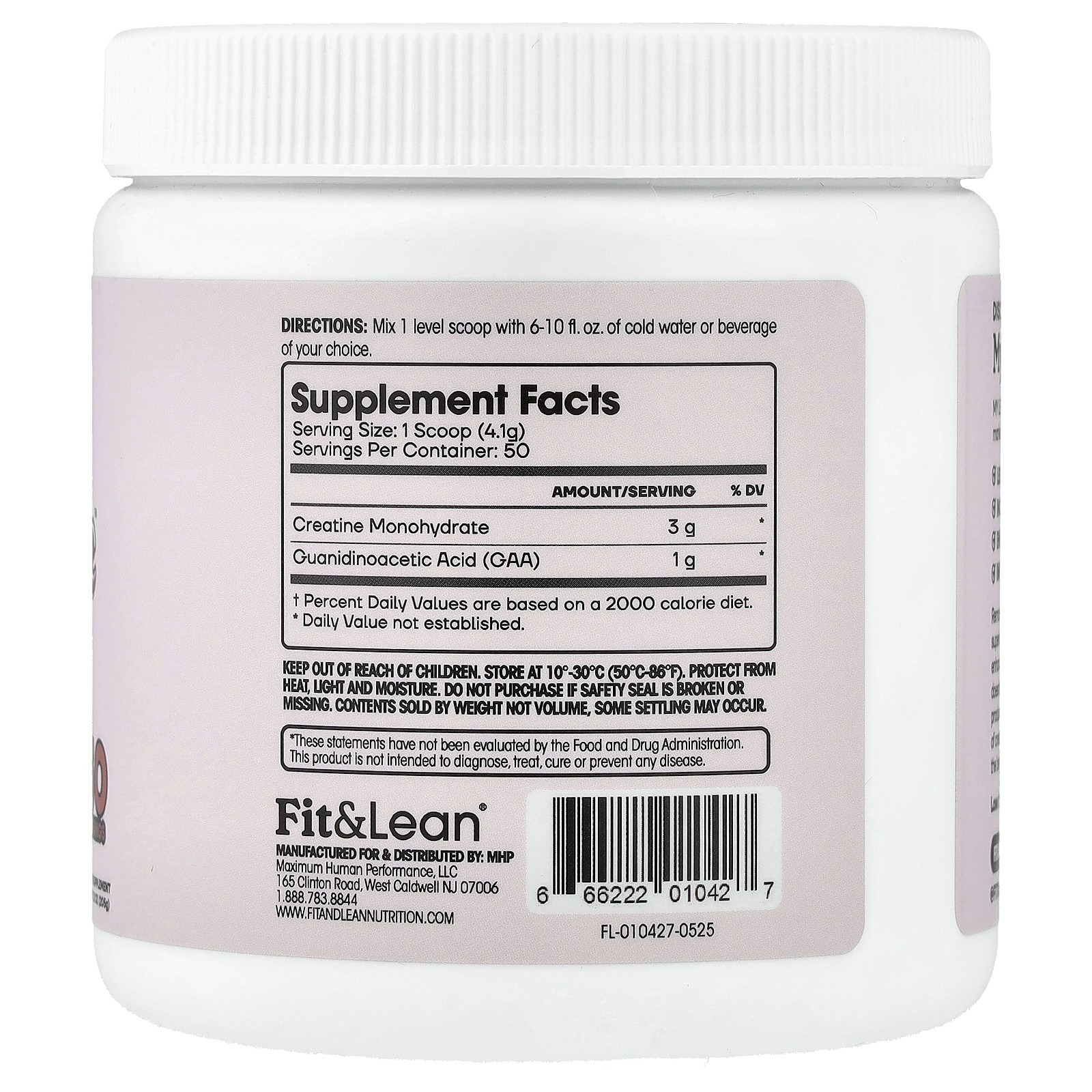 My Lean Creatine™, Unflavored, 7.2 oz (205 g)