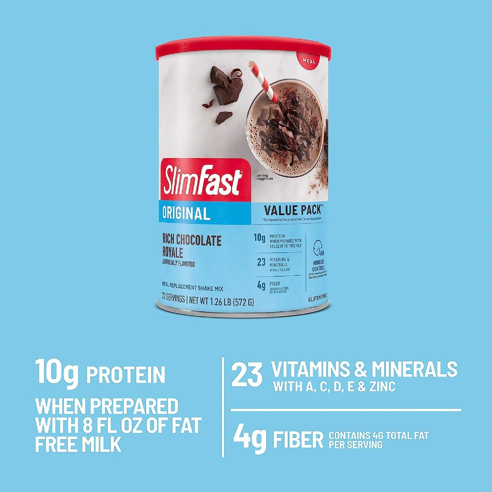 SlimFast Meal Replacement Powder, Original Rich Chocolate Royale, 22 Servings