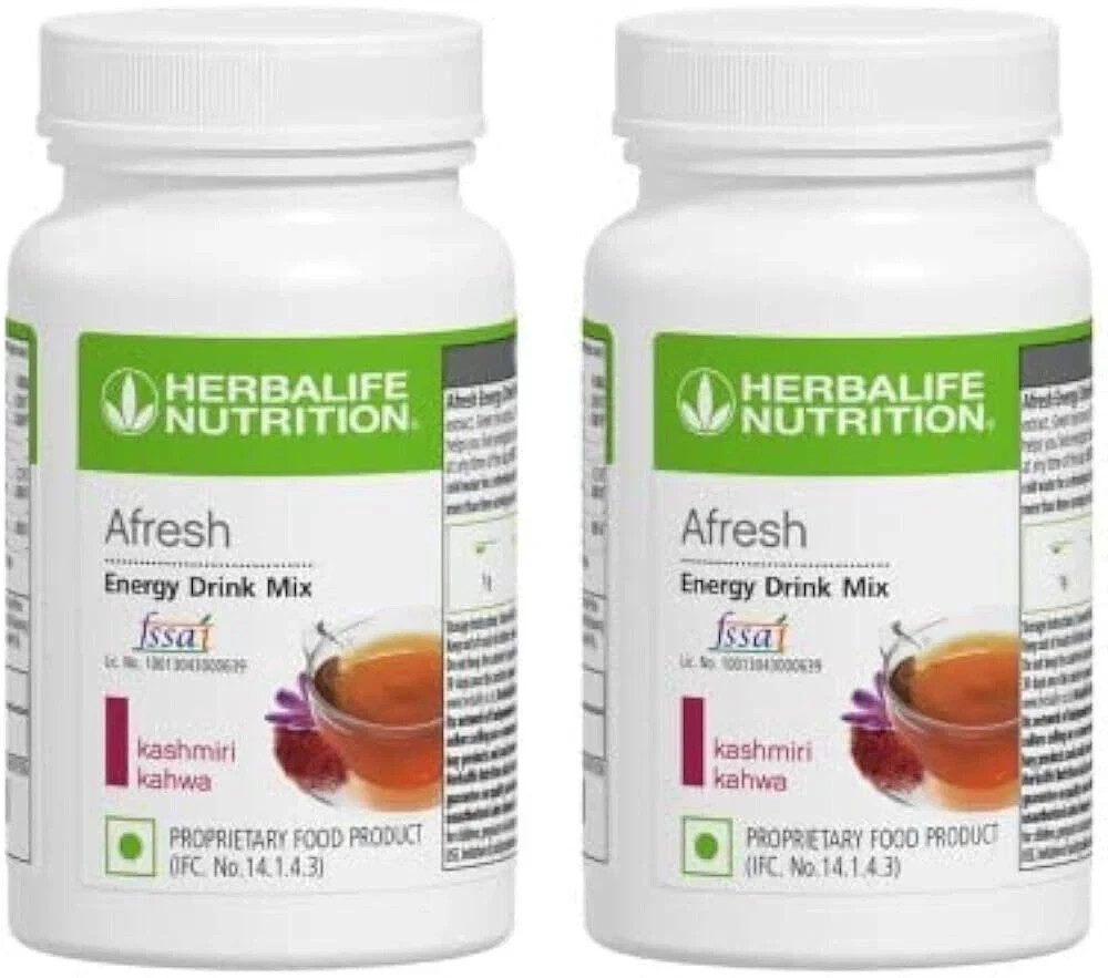 2X HERBALIFE AFRESH ENERGY DRINK MIX KASHMIRI KAHWA 50GM EACH WITH LONG EXPIRY