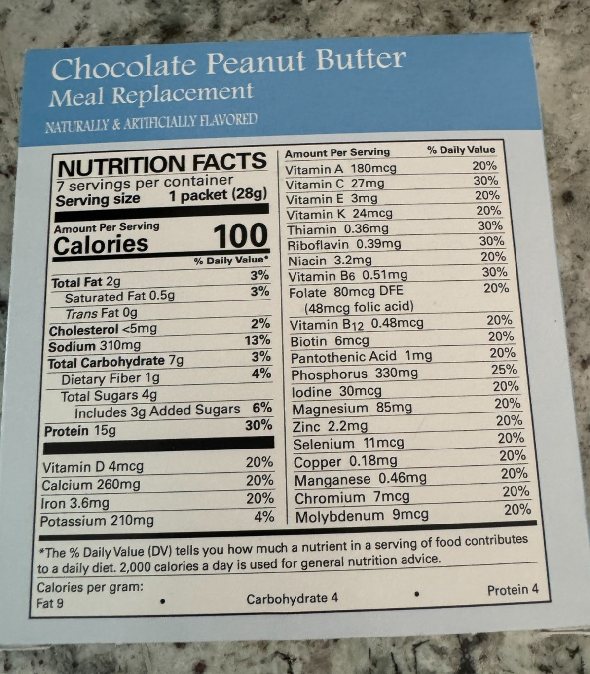 Chocolate Peanut Butter Pudding Shake Meal Replacement Aspartame Free