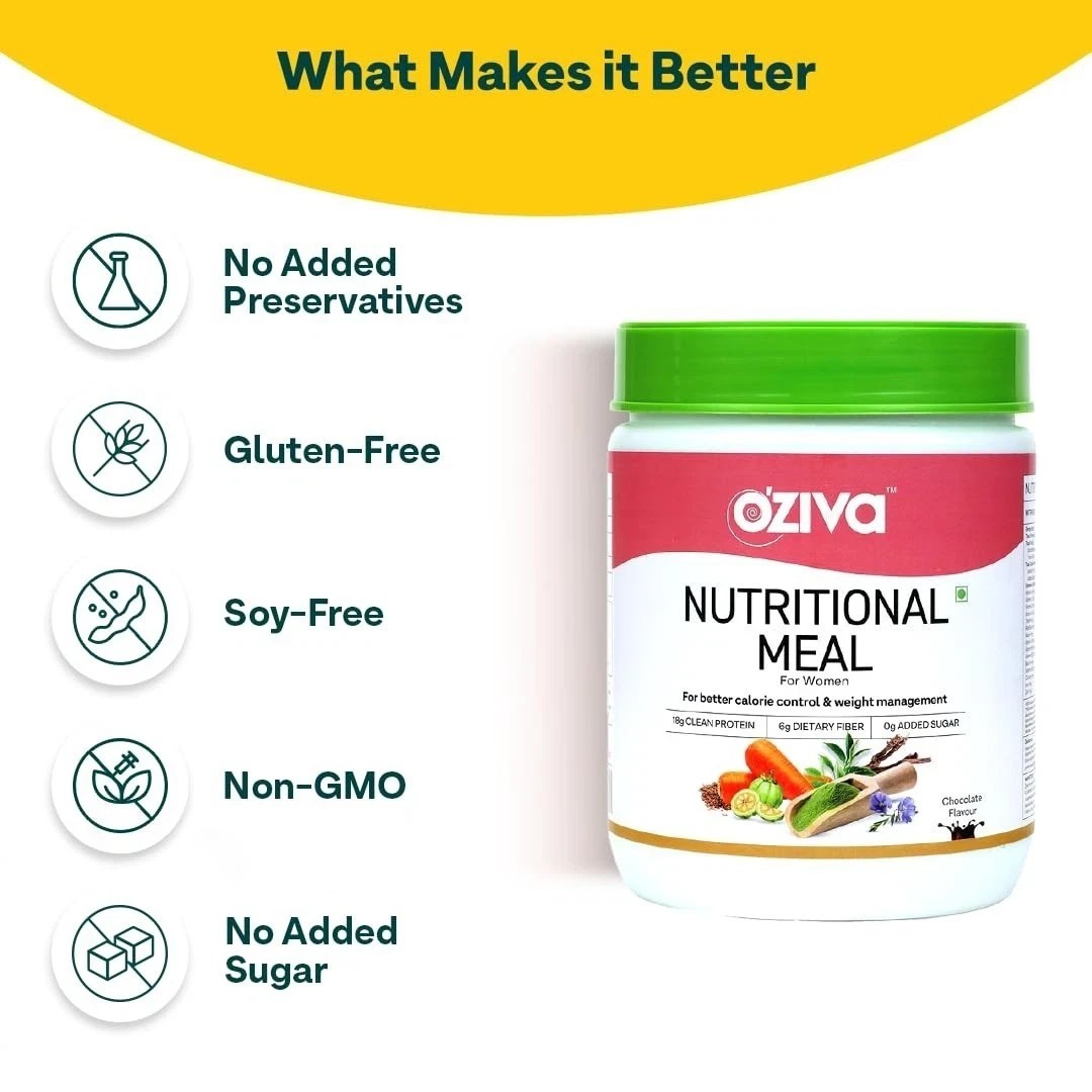 OZiva Nutritional Meal for Women | Meal Replacement Shake Chocolate (453gm)