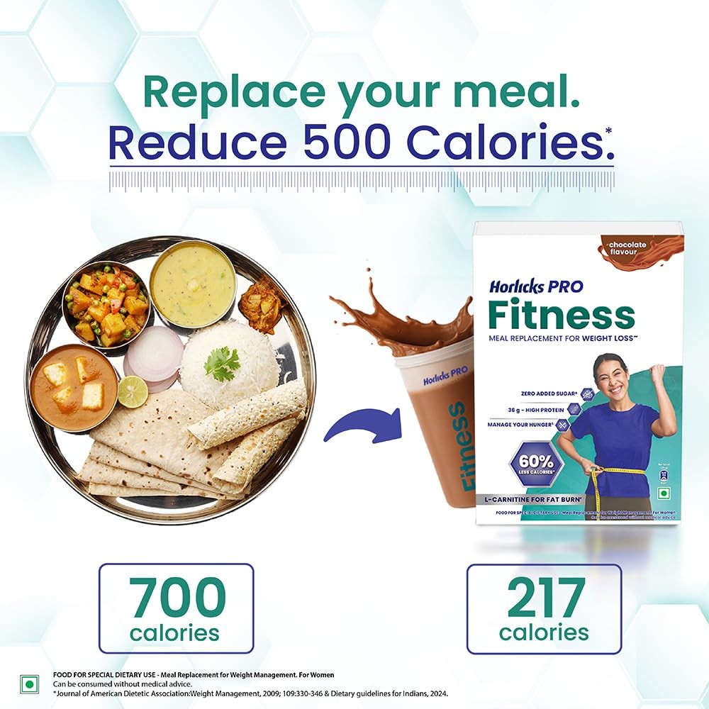 Horlicks Pro Fitness Chocolate 400g, Meal Replacement for Weight Loss f/s