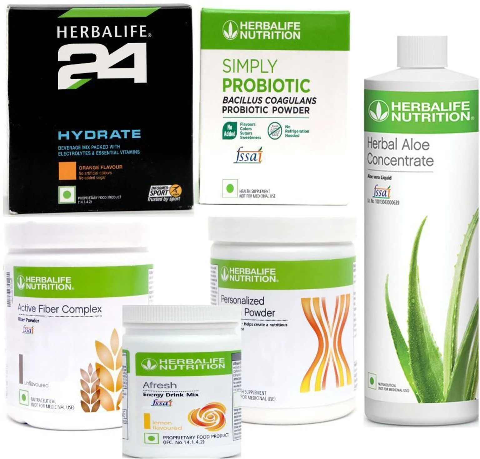 Herbalife Nutrition Combo Pack Aloe, Protein, Fiber, Probiotic, Hydrate & Afresh