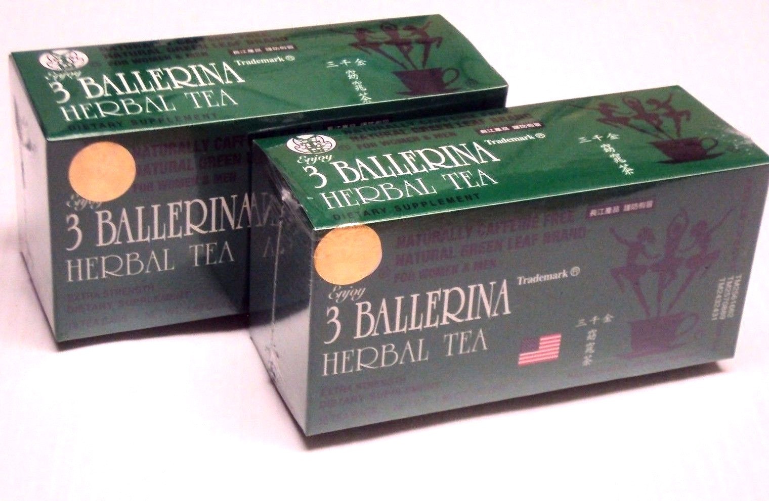 Lot 2 Box 18 Tea Bag Each Diet Tea Men/Women Drink Extra Strength, 3 Ballerina